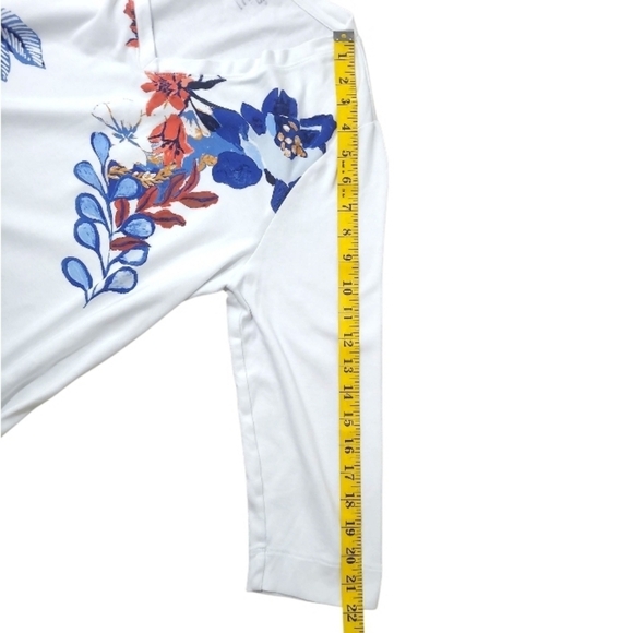 Chico’s Pima Cotton V-Neck Tee Floral 3/4 Sleeve Soft Knit Casual Top Size 2 (L) - Picture 8 of 9